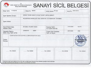 Sanayi Sicil Belgesi